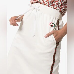 Gucci Technical Drawstring Stripe Logo Midi Skirt